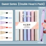 6 Pcs/Set Double Tip Highlighter Pens Kawaii Manga Markers Midliner Pastel Gel Journal Pens Stationery Office School Supplies - Image 2