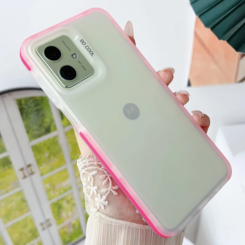 kf-S416cd4ed40f04c8e892cdab3e290d488h Colorful Border Skin-like Matte Case For MOTOEdge 50Pro Motorola 40Neo G84 G34 G54 G24 TPU Soft Silicone Transparent Back Cover - Image 1