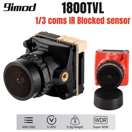 9IMOD FPV Camera 1800TVL 5MP 2.1mm 1/3 coms IR Blocked​ senso 5V-40V NTSC/PAL with OSD Internal for RC FPV Racing Drone DIY Part