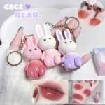 Cute Rabbit Mirror Lip Glaze Keychain Lipstick Waterproof Lip Gloss Long Lasting Non-stick Cup Women Lip Glaze Cosmetic 6 Colors - Image 6