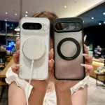 for Magsafe Matte Rotating Bracket Case for Google Pixel 10 9 Pro XL 8 7 6 9A 8A 7A 6A Holder Stand Transparent Shockproof Cover - Image 2