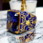 Wholesale of oval-shaped men's rings set with obsidian and agate rings from the manufacturer