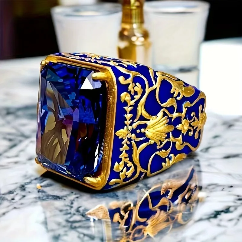 kf-S4c23b6c7241e41978b42cdbf7698a7acx Wholesale of oval-shaped men's rings set with obsidian and agate rings from the manufacturer - Image 1