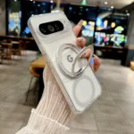 for Magsafe Matte Rotating Bracket Case for Google Pixel 10 9 Pro XL 8 7 6 9A 8A 7A 6A Holder Stand Transparent Shockproof Cover - Image 4