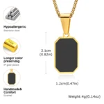 Casual Mens Geometric Square Necklaces,Black Enamel Rectangle Pendant with Rope Box Long Chain Collar,Stylish Jewelry Gifts - Image 6