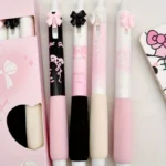 4pcs Cute Retractable Pens Cartoon Gel Soft Grip Pens, 0.5mm Black Office School Supplies - Image 4