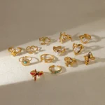 New Style Fashion Imitation Pearl Jewelry Rings Stainless Steel Shell Flower Irregular Anillos Wedding Accessories Cute Gifts - Image 2