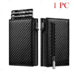 Rfid Men Wallet Credit Card Holder Money Bag Luxury Carbon Fiber Id Bank Cardholder Coin Purse Black Minimalist Wallet for Men - Image 2