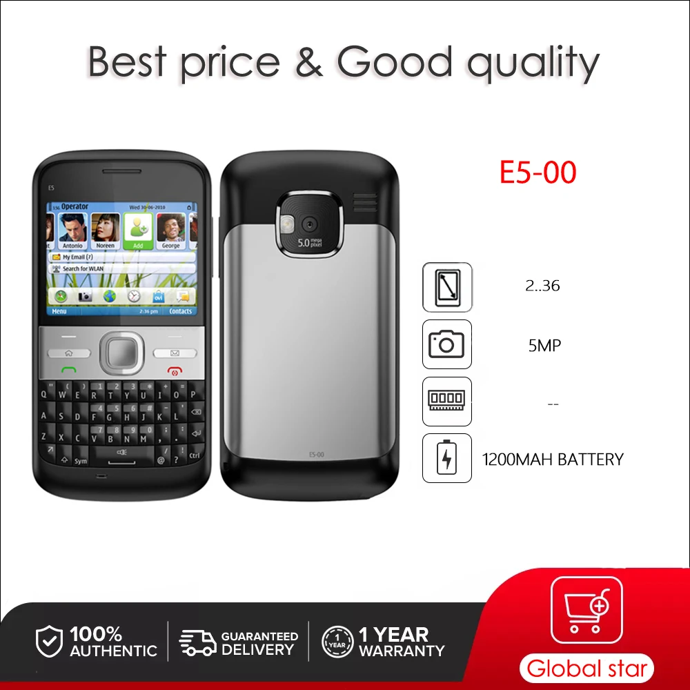 kf-S60e672e9c5744296b2d0d16412a38d06k Original Unlocked E5-00 E5 5MP Bluetooth WIFI CellPhone Russian Arabic Hebrew Keyboard Made in Finland - Image 1