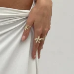 4Pcs/set Starfish Shell Open Rings for Women Gold Color Irregular Textured Starfish Adjustable Rings Set Vacation Jewelry Gifts - Image 4