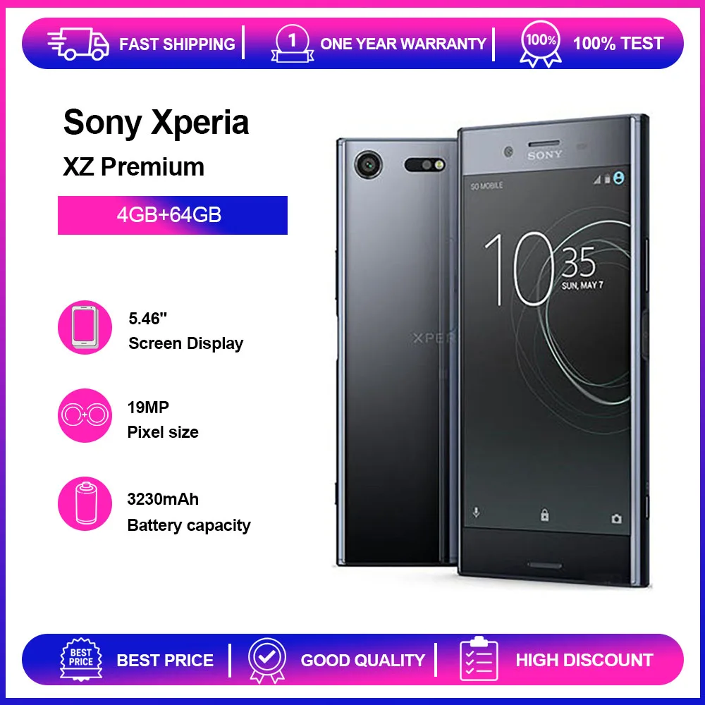 kf-S656179d527e04f43822ab24e8b1654f7u Original Sony Xperia XZ Premium 4G G8142/ G8141/ SO-04K/SO-04J Unlocked Mobile Cell Phone NFC 5.46''19MP Fingerprint CellPhone - Image 1