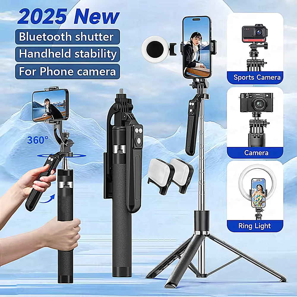 kf-S6c3bbf4e974a4eeebd7171a51f2a8909T Roreta New 1.7M 360 ° rotation Tripod for Smartphone Camera,Phone holder with Bluetooth shutter,Wireless Selfie Stick brackets - Image 1