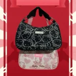 New Cute Hello Kitty Backpack Girl Underarm Handbag Single Shoulder Unique Cartoon Tote Bag Fashionable Versatile Printed Black - Image 2