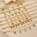 DIEYURO 316L Stainles Steel Color Crystal Water Droplet Flower Heart Butterfly Bracelet Lady New Fashion Wrist Chain Jewelry - Image 6