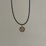 Vintage Drip Oil Flower Sun Pendant Necklace Leather Rope - Image 6