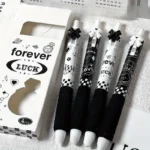 4pcs Cute Retractable Pens Cartoon Gel Soft Grip Pens, 0.5mm Black Office School Supplies - Image 5