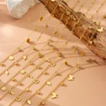 DIEYURO 316L Stainless Steel Golden Snowflake Butterfly Crown Key Lightning Zircon Necklace Bracelet Set Trend Jewelry Sets Gift - Image 4