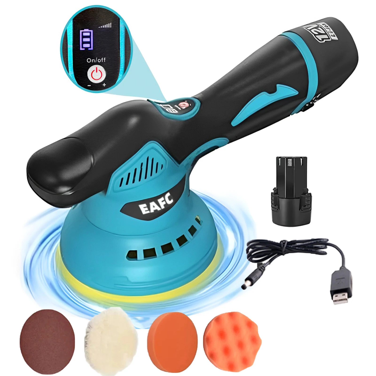 kf-S8a921434961743818c07e9d61c3abd919 12V Cordless Car Polisher 8 Gears 380W Lithium Electric Polishing wating Machine For Repairing scars Wireless Sander Polish - Image 1