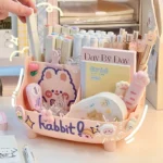 Japanese-style Desktop Pen Holder Cute Multi-functional Large-capacity Partition Drawer Desktop Stationery Organizer Storage Box - Image 2