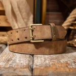 Double-row hole pin buckle letter ring, retro and aged PU leather unisex belt - Image 4