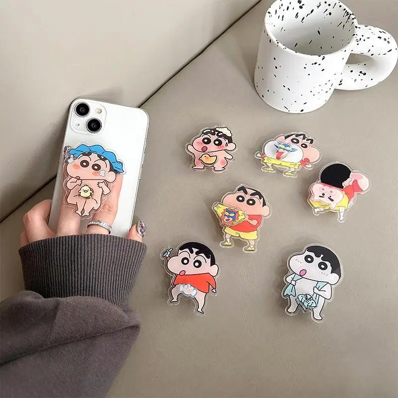 kf-S9553c85c468f485da7ec5f9b744343b6H Anime Crayon Shin-Chan Mobile Phone Cushion Bracket Interest Crayon Shin-Chan Back Stick Telescopic Bracket Desktop Ornament - Image 1
