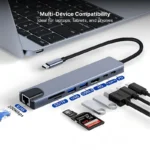 8 in1 USB C HUB 3.0 Type C Splitter 4K Docking Station Laptop Adapter PD SD TF For Macbook Air M1 iPad Pro RJ45 HDMI-Compatible - Image 2