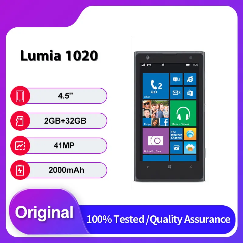 kf-S9fc5e70be22a42b3bcb769d9abcf5eeaS Unlocked Original Lumia 1020 Bluetooth 4G WLAN Mobile Phone 4.5 inches 32GB 2GB RAM Made in Finland - Image 1