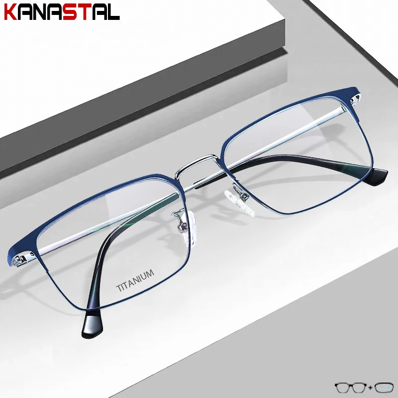 kf-Sa256df18a960415886c7ddc176613958n Men Prescription Glasses Optics Lenses Reading Glasses Women Blue Light Blocking Myopia Eyewear Metal Titanium Eyeglasses Frame - Image 1