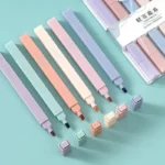 6 Pcs/Set Double Tip Highlighter Pens Kawaii Manga Markers Midliner Pastel Gel Journal Pens Stationery Office School Supplies - Image 3