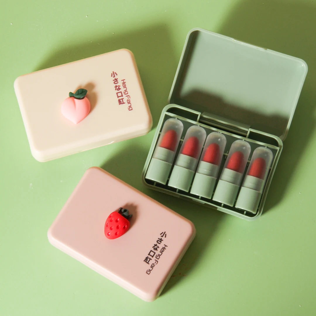 kf-Sa3762804ce4041519ba47081e7eb697c4 5 Colors/Box Cute Mini Capsule Lipstick Long Lasting Non-stick Cup Lip Tint Lipstick Pills Gift Set Lip Gloss Makeup Cosmetic - Image 1