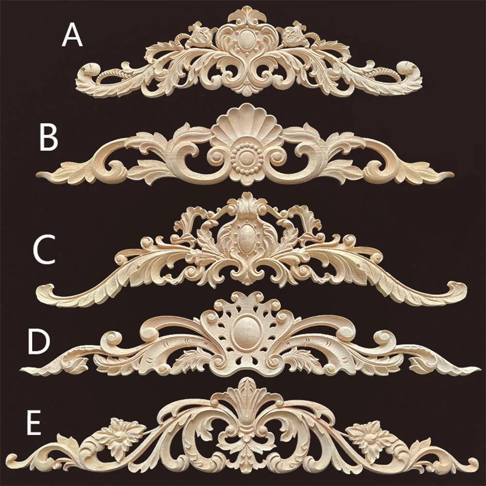 kf-Sa4022443224d4934bdab1c4b18c184a69 Wood Appliques and Onlays Natural Furniture Wall Door Woodcarving Decorative Long Flower Wooden Figurines Crafts Corner Frame - Image 1