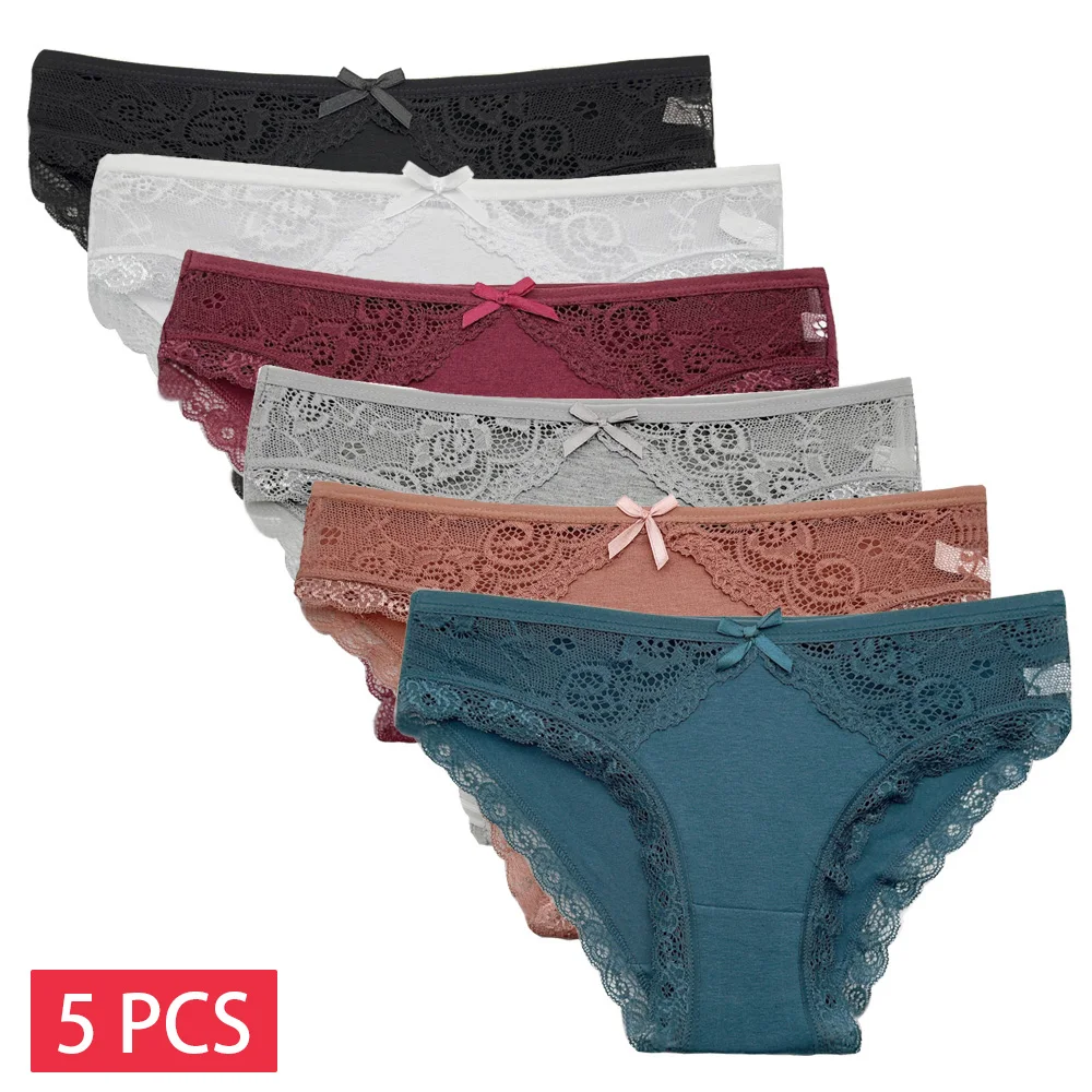 kf-Sa67bfdbedbf14d05aea6ffe72a078ab4s 5 PCS/SET New Arrival Low Rise Ladies Sexy Lace Panty Underpants Panties For Women Lingerie Cotton Briefs - Image 1
