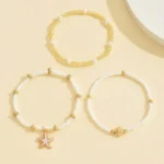 Summer Bohemian Style Starfish Shell Millet Bead Ankle Chain Three-Layer Set Beachy Elegant Foot Jewelry Accessory - Image 3