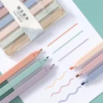 6 Pcs/Set Double Tip Highlighter Pens Kawaii Manga Markers Midliner Pastel Gel Journal Pens Stationery Office School Supplies - Image 4
