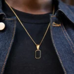 Casual Mens Geometric Square Necklaces,Black Enamel Rectangle Pendant with Rope Box Long Chain Collar,Stylish Jewelry Gifts - Image 3
