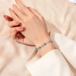 925 Sterling Silver Heart Shaped Necklace Bracelet Set for Women Vintage Korean Crystal Bracelets High Quality Set Party Jewelry - Image 3