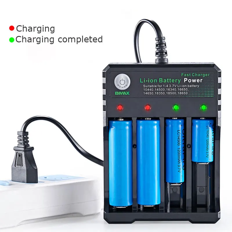 kf-Sb0f3b162356a47c0a56dd54f0dfe2c4fV 18650 Battery Charger Black 1 2 4 Slots AC 110V 220V Dual For 18650 Charging 3.7V Rechargeable Lithium Battery Charger - Image 1