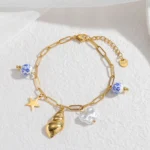 New Trend Gold Plated Stainless Steel Bracelet Ceramic Pendant Ocean Style Shell Conch Accessories Beach Jewelry Gifts for Women - Image 5