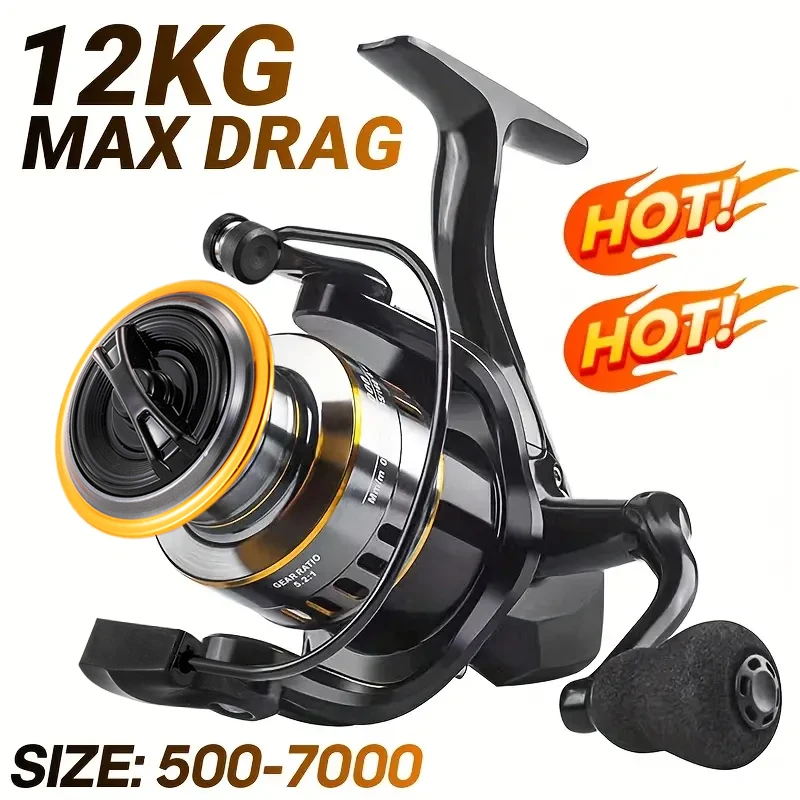 kf-Sb8ccf0c92a324c979bdac0633237d85aD Rooblinos HE Spinning Reels Ultralight Metal 5.2:1 Gear Ratio 1000-7000 Saltwater Or Freshwater Big Max Drag Fishing Reels - Image 1