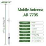 ABBREE AR-770S Dual Band VHF UHF Antenna High Gain 144/430MHz For TYT Baojie BJ-218 AR-2520 Amateur Car Radio Mobile Radio - Image 2