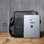 NZPJ Leather Men's Shoulder Bag Natural Cowhide Vertical Crossbody Bag Casual Large Capacity Flip Zipper Bag For 10 Inch iPad - Image 6