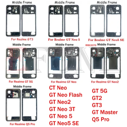 Best Quality For Oppo Realme GT 5G GT2 GT3 Neo 2 3T 5 Neo2 Neo5 SE Master Q5 Pro Flash Middle Frame Housing Bezel Repair Parts