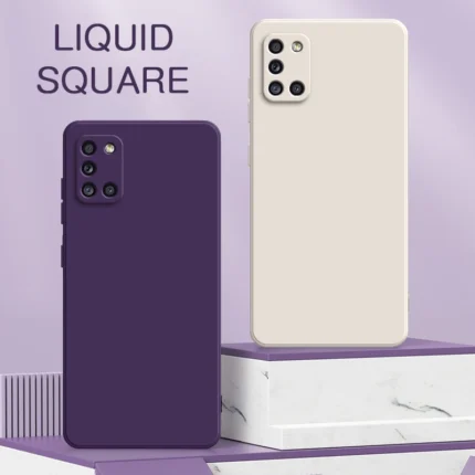 Luxury Square Liquid Mobile Phone Case for Samsung Galaxy A21S A31 A41 A51 A71 Soft Silicone 360 Protective Shockproof Bag Cover