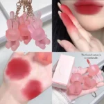 Cute Rabbit Keychain Lip Mud Matte Velvet Mousse Grey Pink Lip Rouge Lipstick Waterproof Non-Stick Cup Lip Gloss Korean Cosmetic