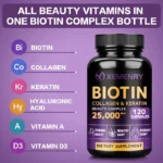 Biotin + Collagen + Keratin Capsules - Promotes Hair Growth, Strengthens Weak Nails, Anti-Aging, Supports Joints & Bones - Image 3