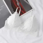 Lace Triangular Cup Suspender Bra Thin Cup Without Steel Ring Sexy Beautiful Back Breathable Bra Detachable Chest Pad - Image 3
