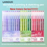 Languo 198/6 Colors Morandi Colorful Gel Pen Student Note Marker Painting Graffiti Color Pen Office School Supplies Stationery