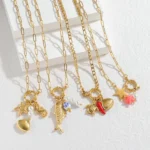 Fashion Gold-plated Stainless Steel Necklace Multi-element Pendant Simple Heart Flower Design Versatile Jewelry Gifts For Women - Image 2