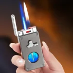 Creative Color Shell Inlaid Smart Voice-activated Lighter, High-end Electronic Ignition, Dual Flame, Inflatable Lighter - Image 2