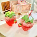 500ml Cute Strawberry Straw Water Bottle Portable Food Grade Straw Cup Cartoon Water Bottle Juice Bottle Sports Drinking Cup - Image 5